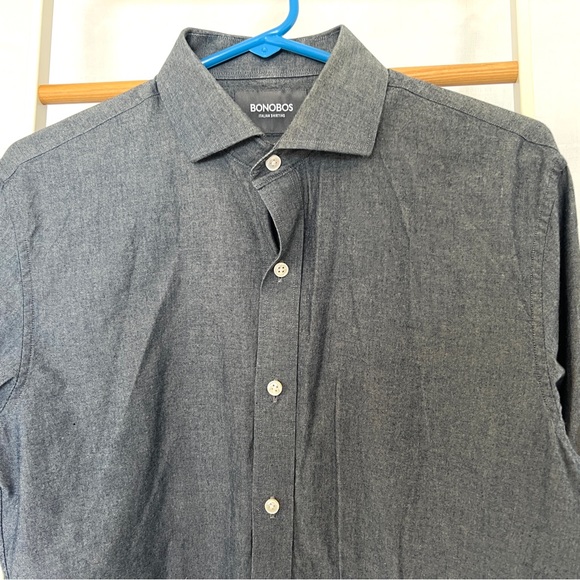 Bonobos Italian Shirting Dress Shirt Size 15 1/2 33 Tailored Slim Fit Chambray - Picture 2 of 5